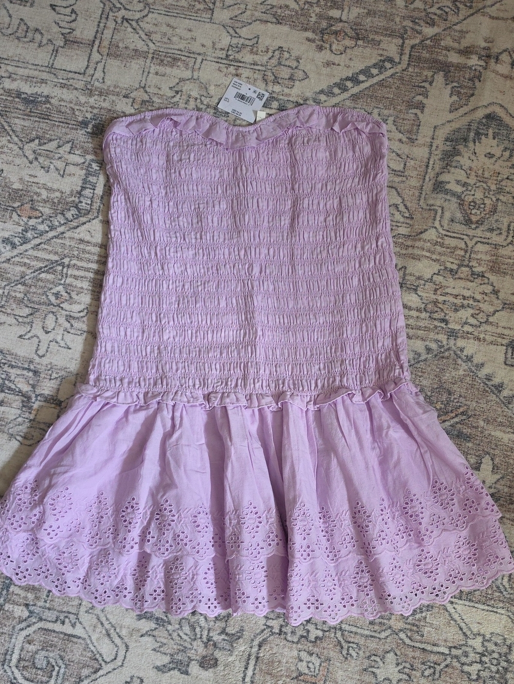 NWT American Eagle Outfitters Lilac Strapless Smocked Dress Womens Size Large